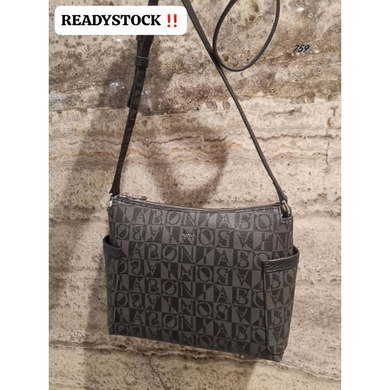 TAS SELEMPANG MONO hitam kantong samping Bonia ori