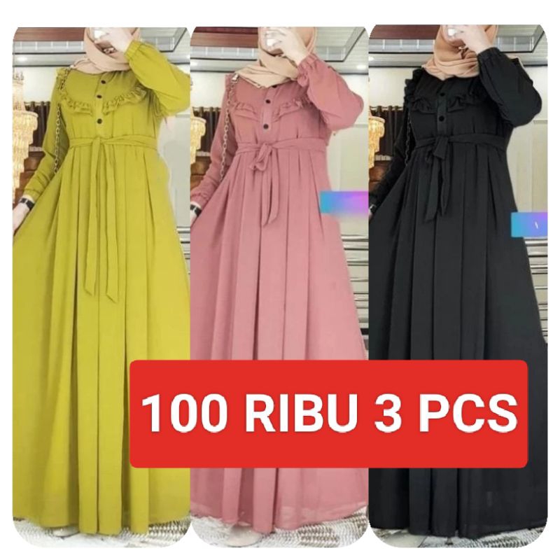 GAMIS SAUDAH 100 RIBU DAPAT 3PCS // GAMIS LEBARAN TERMURAH 2025