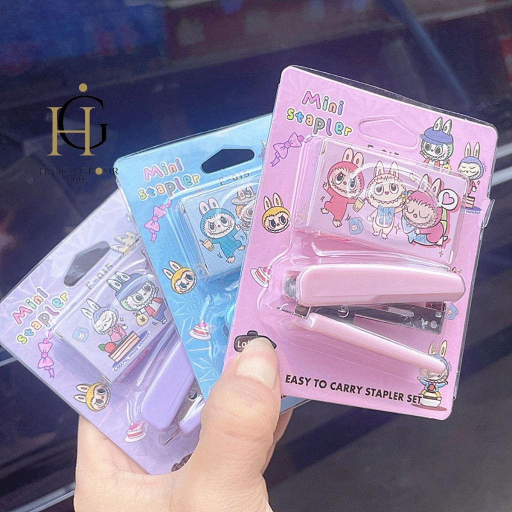 

Stapler Plus Refill 2 in 1 Labubu MN-1755 / Staples mini warna pastel macaroon Labubu