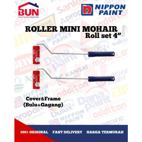 Roll Cat Set Kecil Bulu Epoxy Mohair Roller Nippon Paint 4 Inch