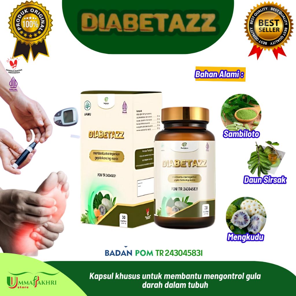 

DIABETAZZ Kapsul Penurun Gula D4rah dengan Sambiloto, Daun Sirsak, Kunyit, Mengkudu, Daun Salam