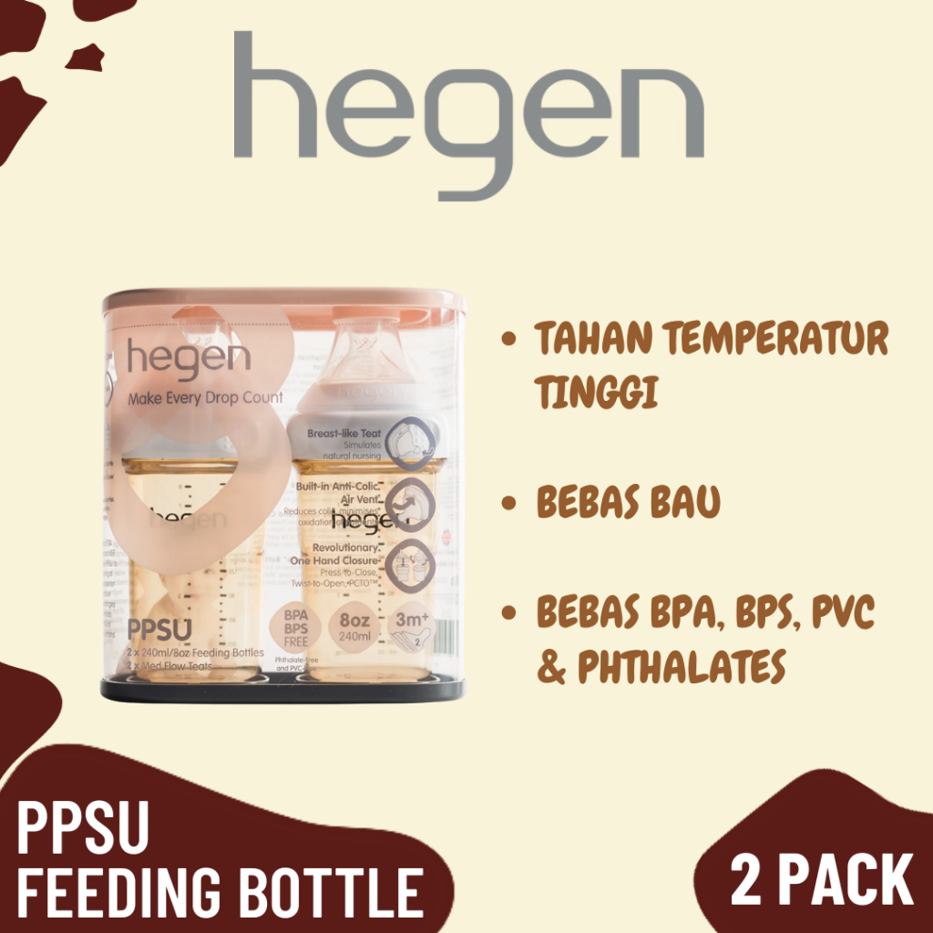 Hegen Pcto Feeding Bottle PPSU 2 Pack- Botol Susu Hegen - Botol Susu Bayi