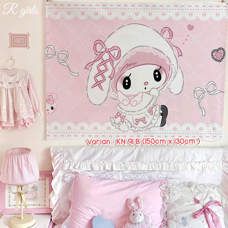 POSTER KAIN WALLPAPER KAIN HIASAN BACKGROUND DINDING MOTIF SARIO CINNAMOROL MY MELODY KARTUN ANIME N