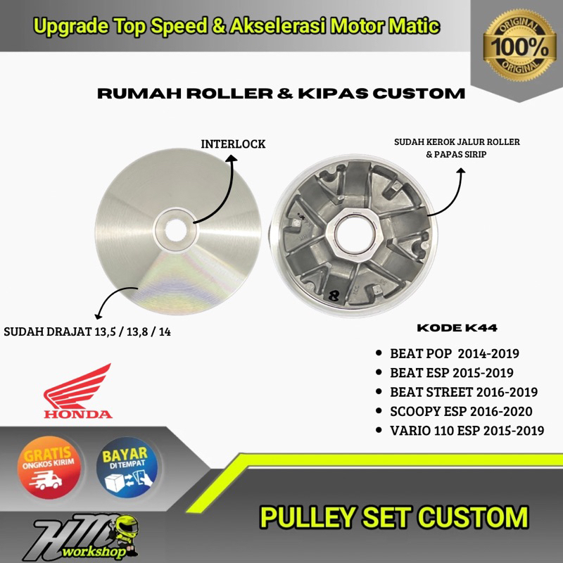 rumah roller bubut custom kerok jalur roller 13,5 13,8 beat pop beat esp beat fi scoopy fi kode K44 