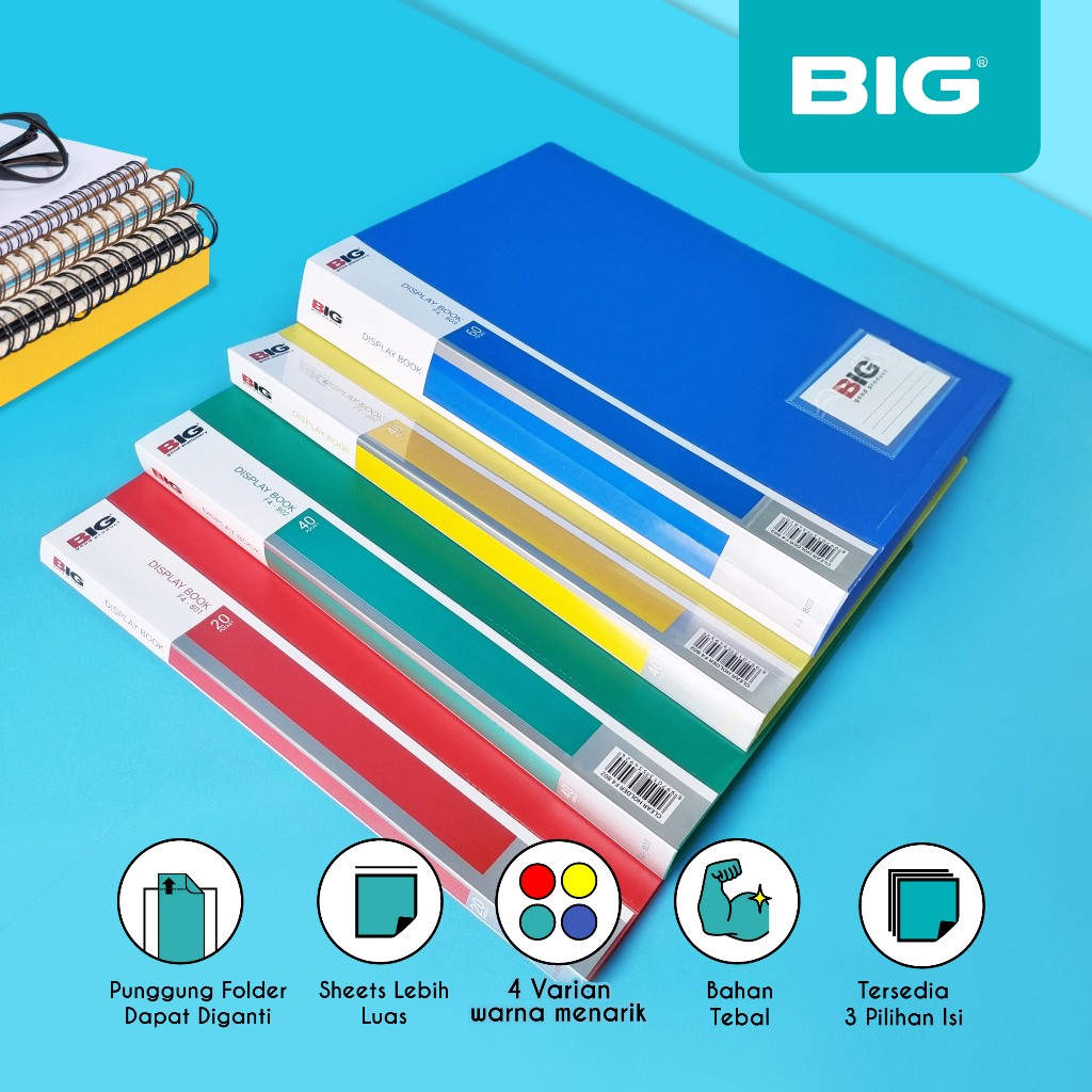 

BIG Clear Holder/ File Dokumen Keeper/ Kantong File F4 Folio 20/40/60 Poket + Name Tag CH-801/802/803