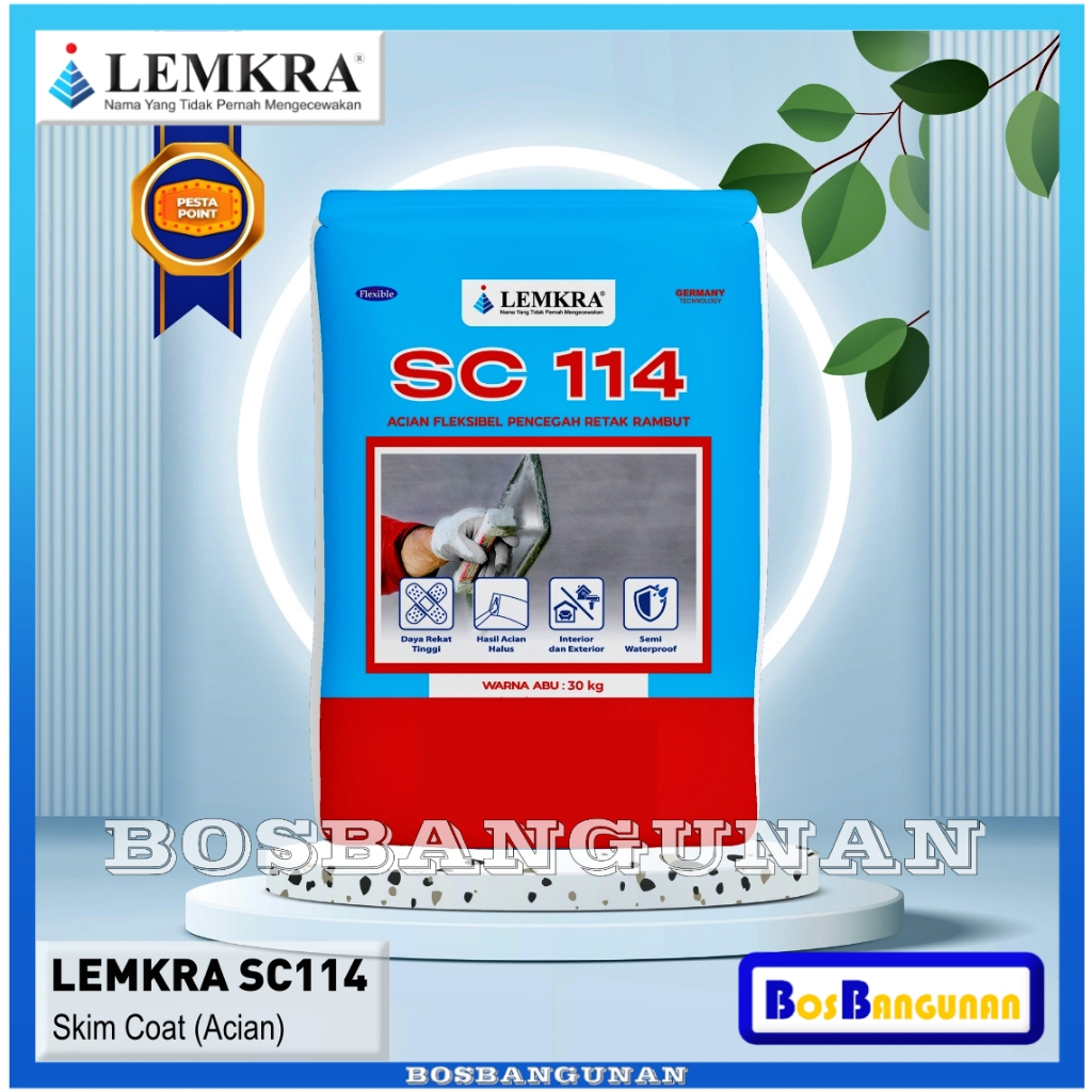 LEMKRA SC114 Skim Coat (Acian) / Semen Acian / LEMKRA SC 114 Skim Coat Finishing