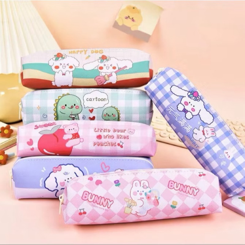 

SIMPLE CARTOON PENCIL CASE Tempat Pensil Sleting Bahan Kain