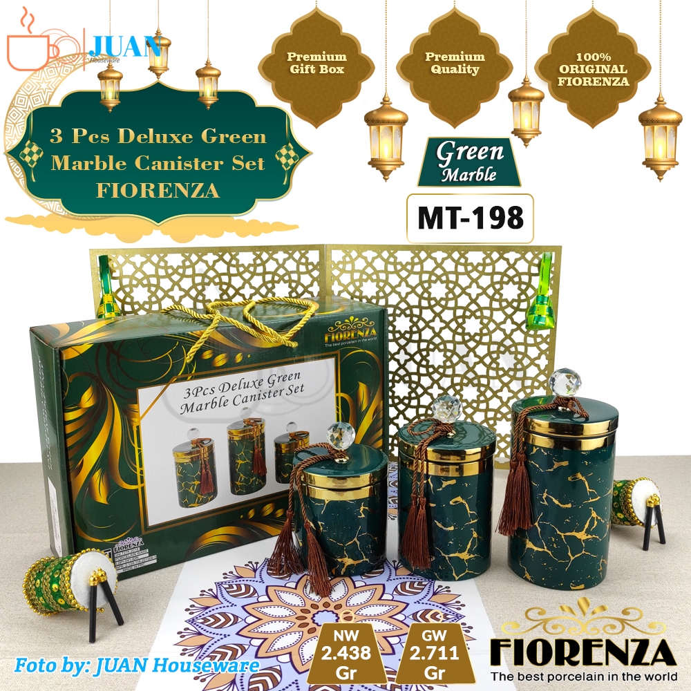 FIORENZA Toples set 3 deluxe green marble series keramik set / food jar / canister set type MT-198