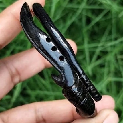 gelang akar bahar hitam asli ukir kujang 100% original