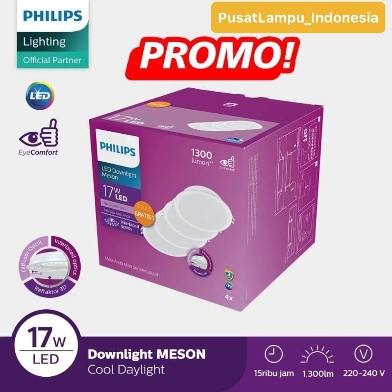 PHILIPS MESON MULTIPACK 17W 17 WATT 21W 21 WATT 24W 24 WATT LAMPU DOWNLIGHT LED PLAFON