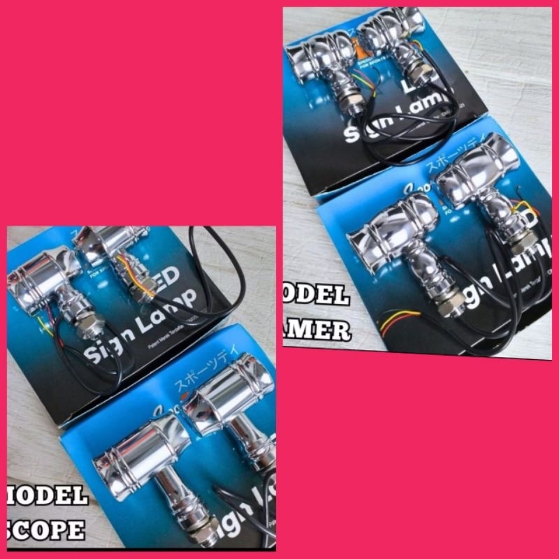 SEIN RITING RETING LED STAINLESS CHROME WINKER MODEL HAMMER SCOPE TRIPLE KACA DIAMOND UNIVERSAL SPOR