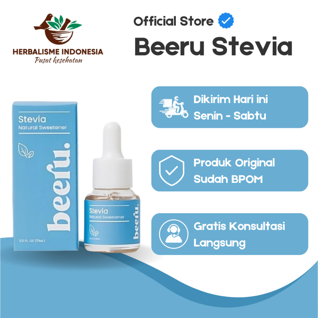 

Beeru Stevia - Gula Cair Pemanis Alami Rendah Kalori Untuk Pengidap Diabetes Dari Daun Stevia - 15ml