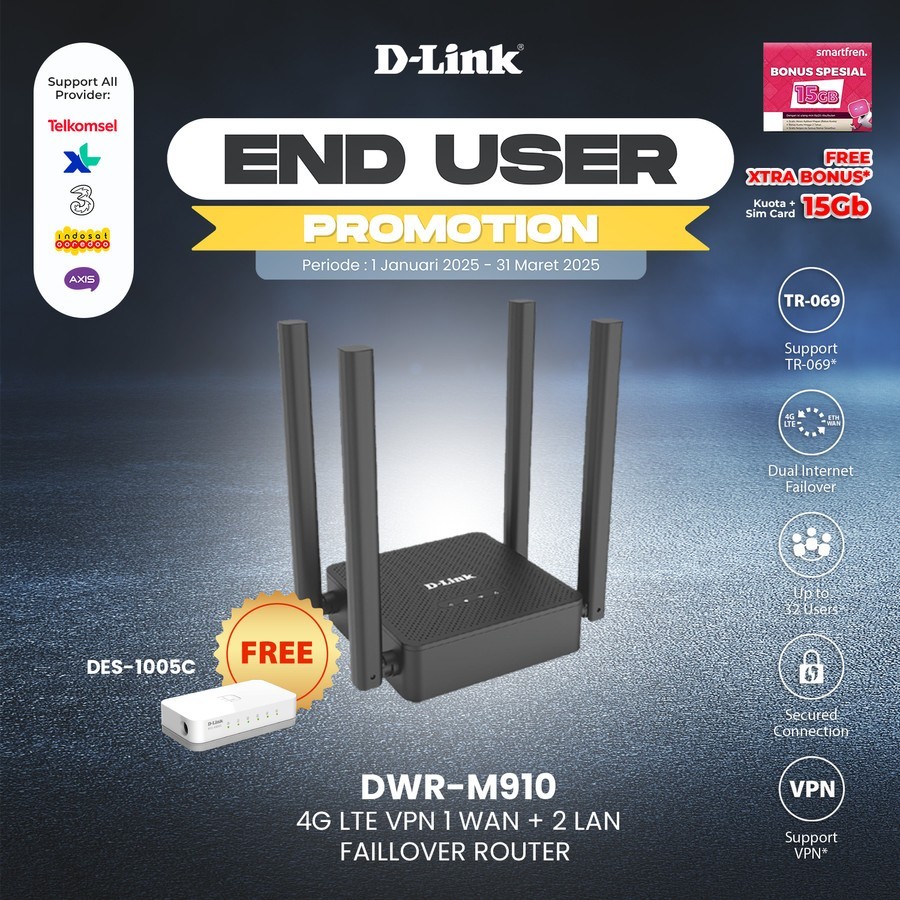 D-LINK DWR-M910 WIRELESS N300 4G LTE ROUTER