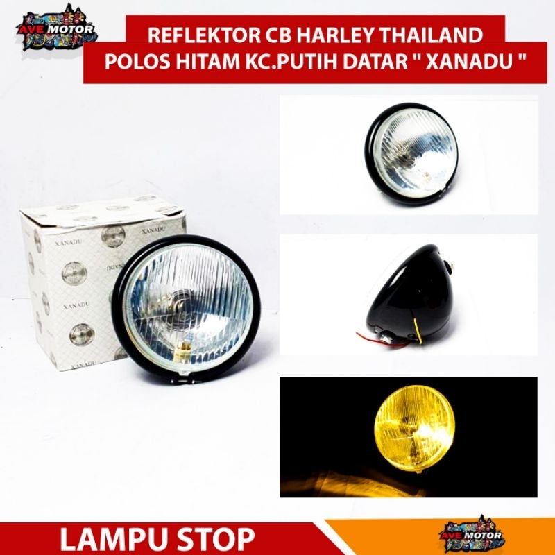 LAMPU DEPAN CB 100 MODEL KRISTAL L2G IMPORT 5,75  BATOK HITAM