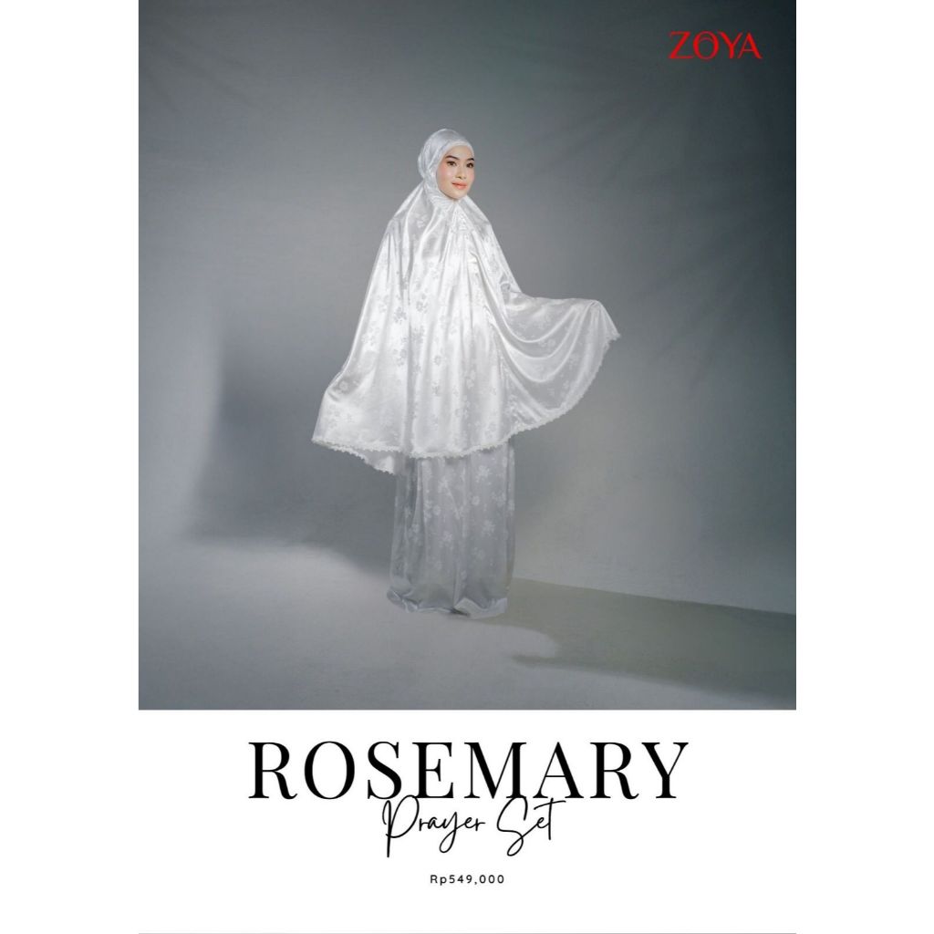 Zoya ROSEMARY Prayer Set - Mukena Dewasa Motif - Bahan Satin Jacquard Emboss