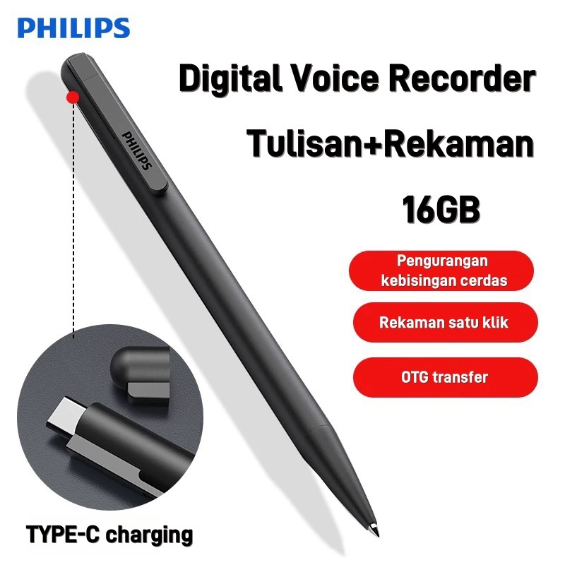 Philips Digital Voice Recorder 16GB - Perekam Suara Digital Perekam suara digital mini