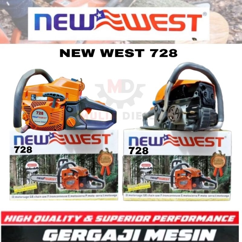 Mesin Chainsaw Gergaji Kayu New west 728 56CC Bar 26 inci Newwest NW ORIGINAL