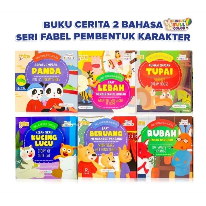 (Set isi 6Buku) Buku Cerita Fabel Pembentuk Karakter (Bilingual) - Lingkar Media