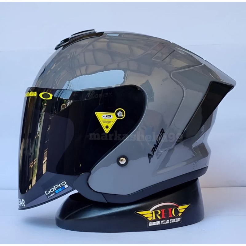 Helm js armor original solid half face paket ganteng