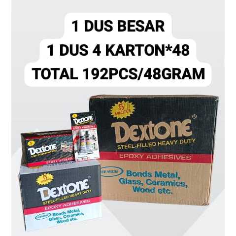 PAKET USAHA 1 DUS BESAR LEM DEXTONE 48 GRAM 1 dus isi 4karton*48 pcs 192 PCS lem besi lem beton dext