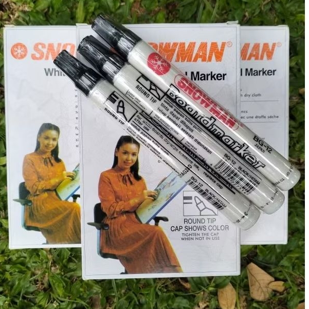 

spidol whiteboard snowman BG12 warna hitam isi 12pcs barang bagus
