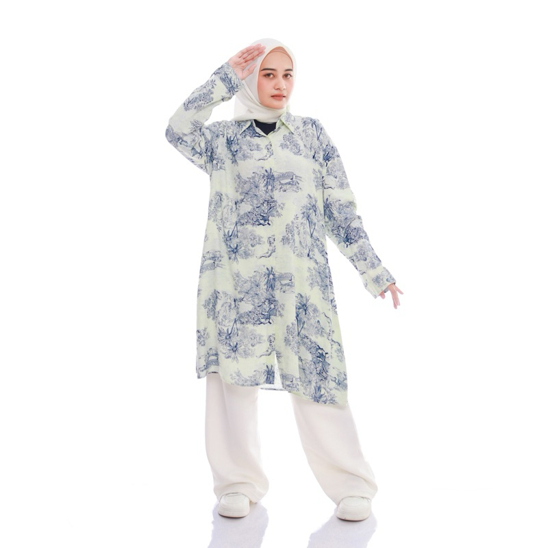 Atasan Tunik Wanita Lengan Panjang | Tunik Motif Rayon Premium | Atasan Wanita | Tunik Atasan Wanita