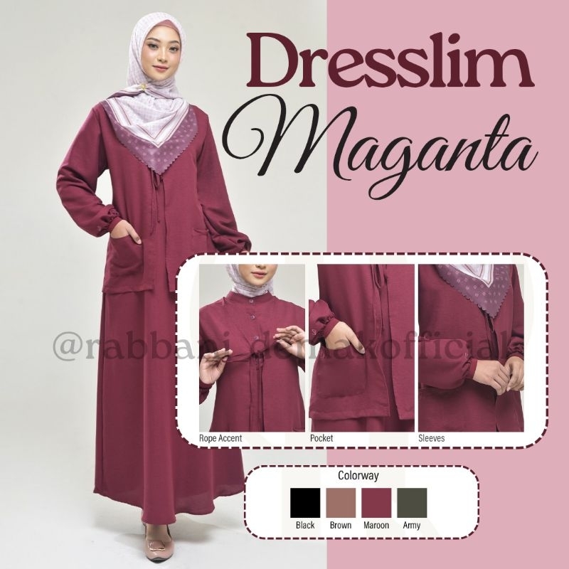 RABBANI - DRESSLIM MAGANTA - GAMIS AKHWAT RABBANI - NEW ARRIVAL 2025 - RABBANI 100% ORIGINAL -  AIR 