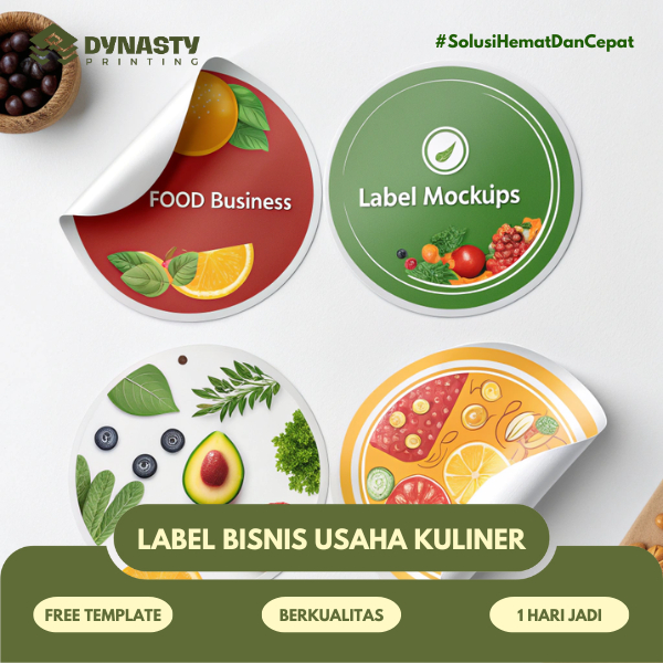 Cetak Stiker Logo Label Usaha Kuliner Berbahan Vinyl - Free Template/Desain Sendiri