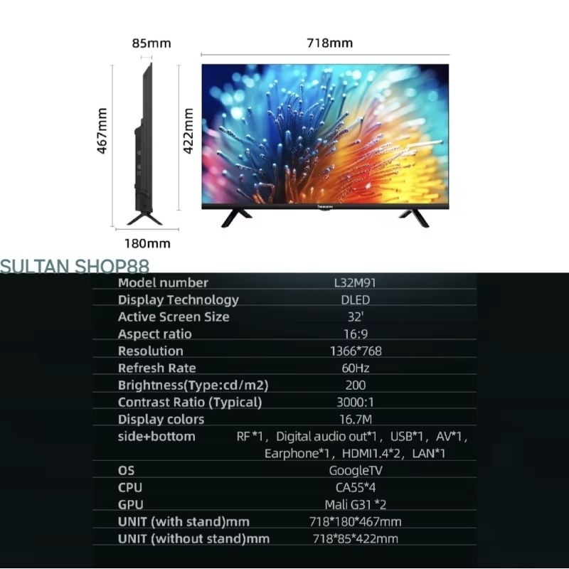 CANGHONG GOOGLE TV L32M91 HDR 10 DOLBY AUDIO I CANGHONG L32M91 32 INCH GOOGLE