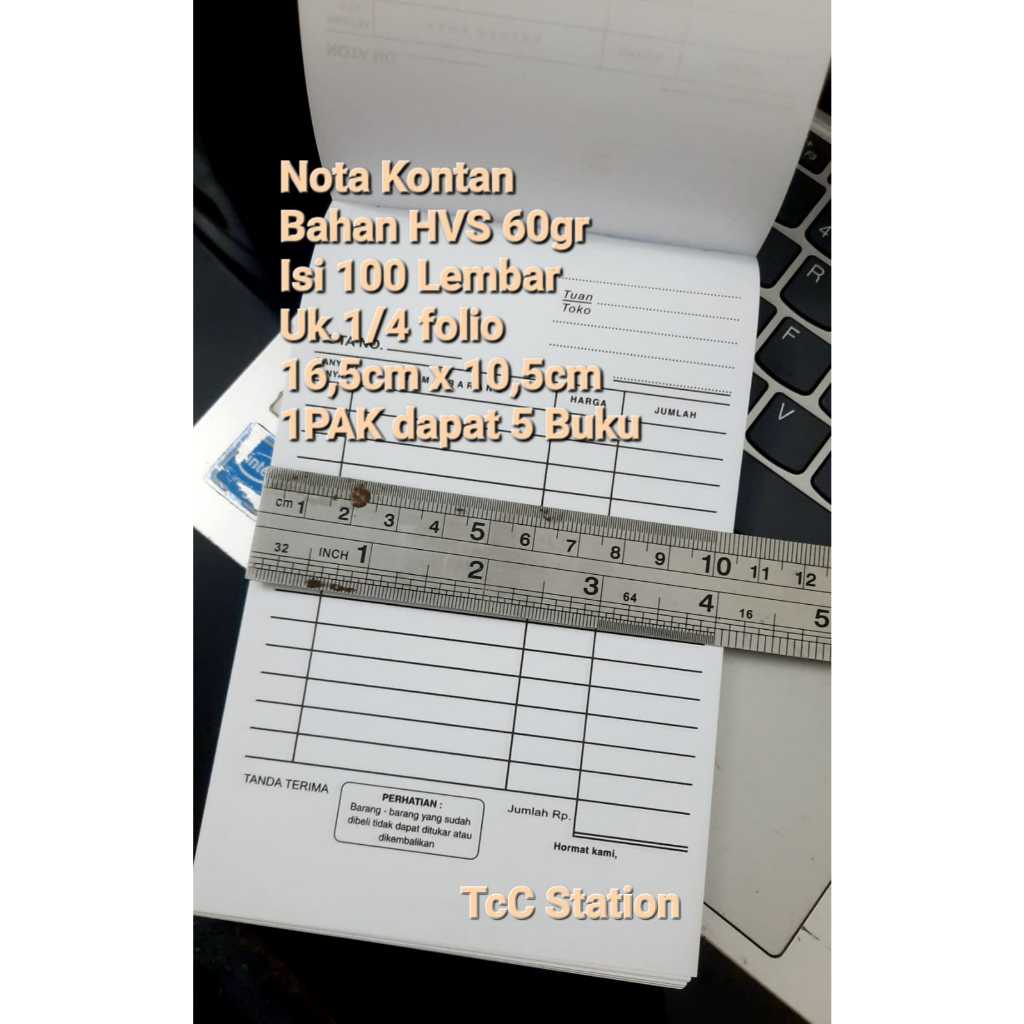 

ghg 1 PAK 5 BUKU Nota Kontan 1/4 folio 1 Ply Isi 100 lembar 1 rangkap Bahan HVS 60gr 16.5cm x 10.5cm