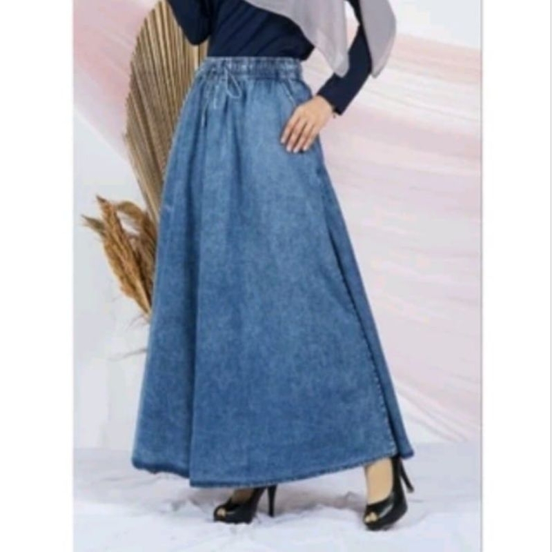 Terbaru Rok Jeans Wanita//Bawahan Wanita Muslimah//Rok Jeans Wanita Model A line