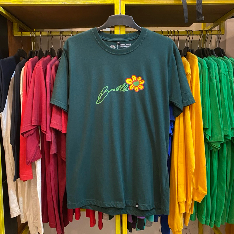 bmblbee tshirt flowe - hijau botol / kaos pria