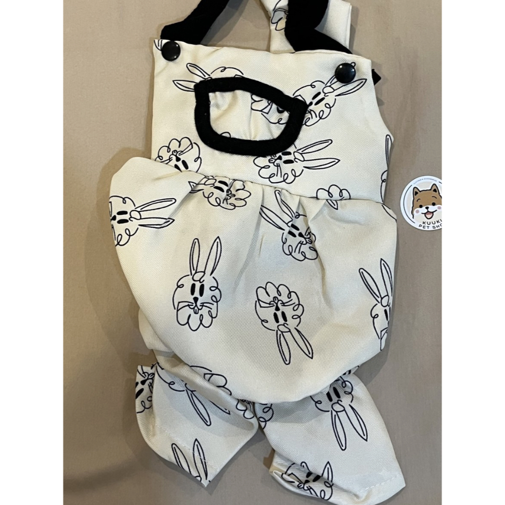 (Kuuki Pet Shop) - Baju Terusan Katun Kucing Anjing Bunny Hitam Putih