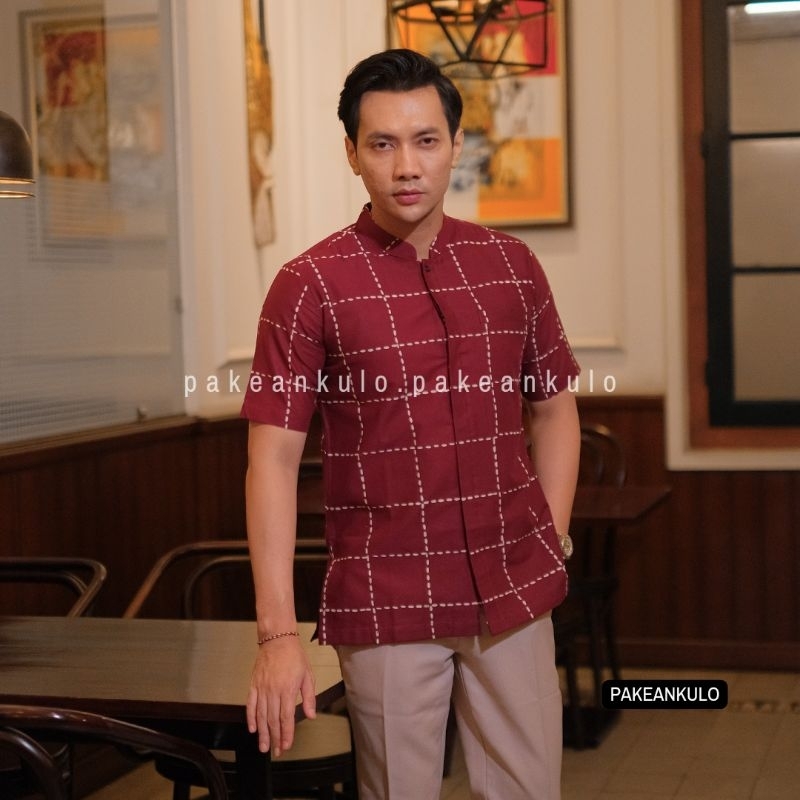 PAKEANKULO KOKO BATIK HAMDI MADANI Batik Premium Pria Slimfit Lengan Pendek