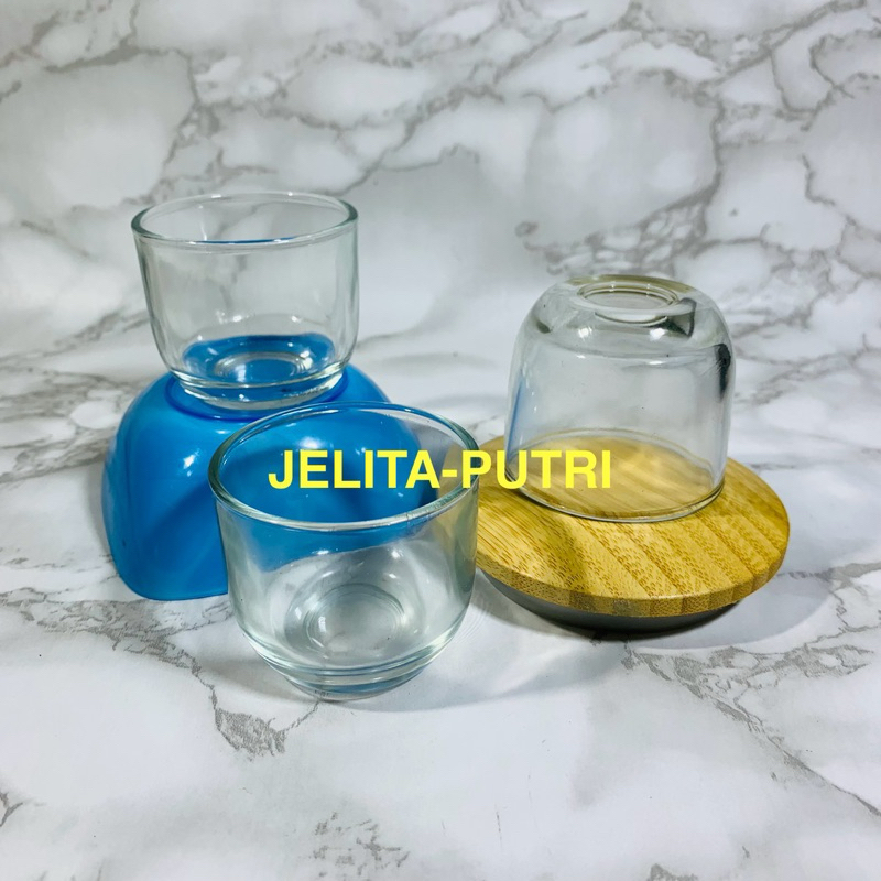 Gelas Kaca Mini Kecil Lilin Sloki Alas Oval (isi 6)