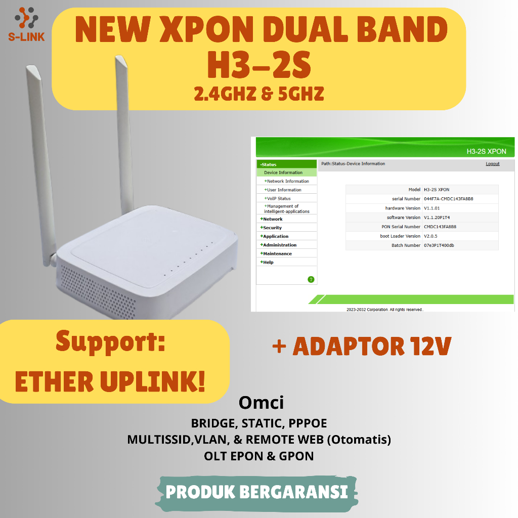 XPON DUAL BAND EPON-GPON H3-2S OMCI terlaris