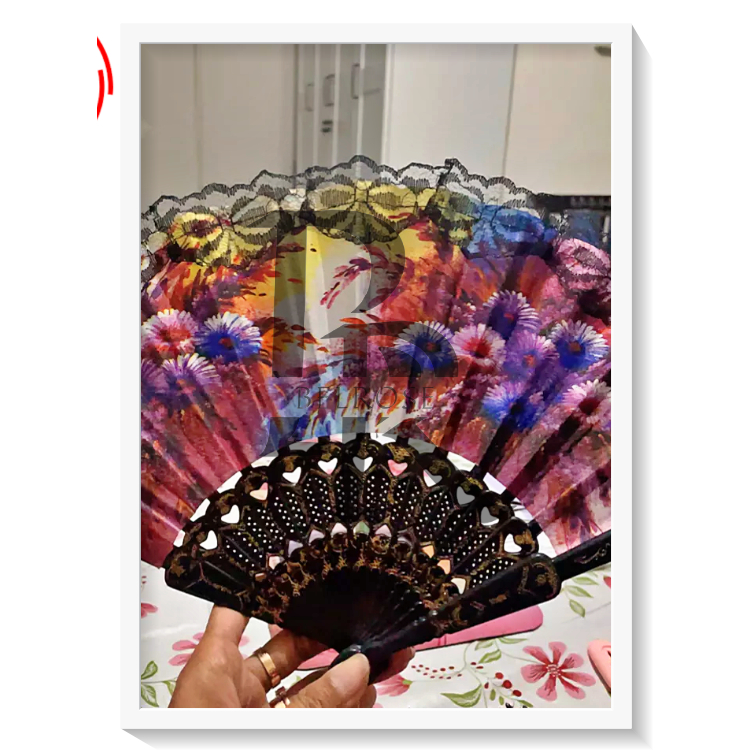 souvenir pernikahan kipas spanyol hitam kemasan box motif jasmine