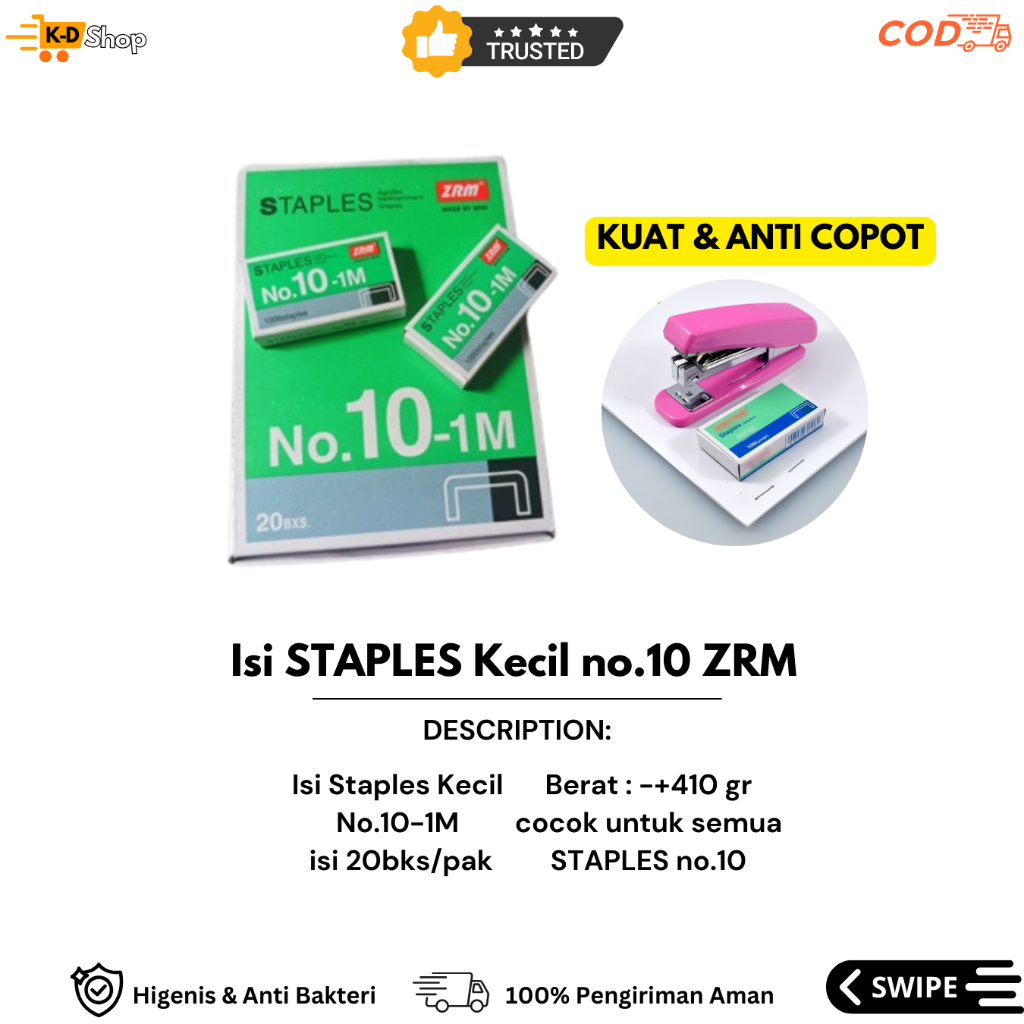 

Isi STAPLES Kecil no.10 ZRM 1pak isi 20bks Murah