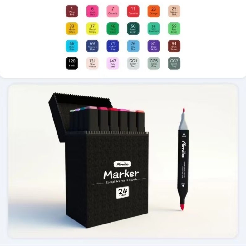 

Spidol Warna Warni Sketch Marker 2 Tip Touch Marker 24