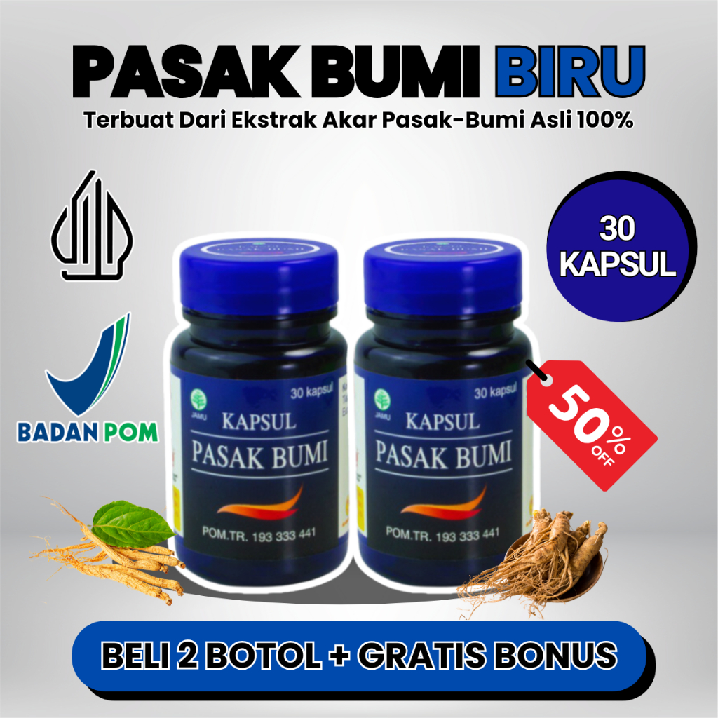 Pasak Bumi Biru Bundling 2 Botol - (BPOM) Ekstrak Pasak Bumi Asli Kalimantan / Kapsul Pasak Bumi Bir