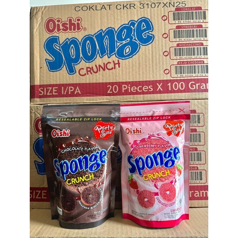 

Sponge Oishi 100 gram kartonan atau 1 Dus isi 20 pack