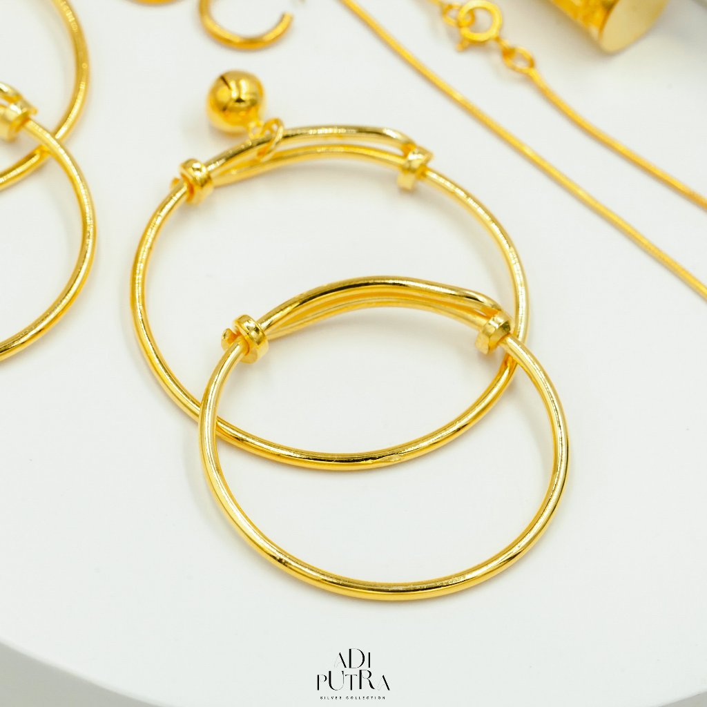 Gelang Bayi Perak 925 Model Rotan - Lapis Emas (Perak 925)