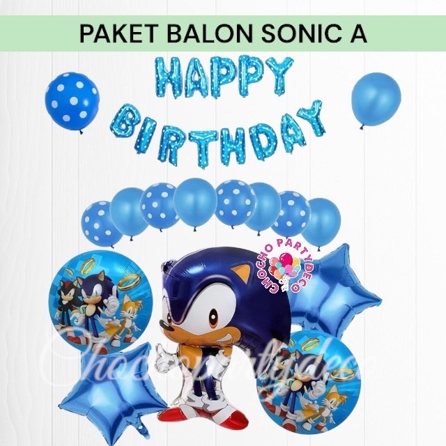 Paket Balon SONIC THE HEDGEHOG A / Dekorasi Ulang Tahun Super Sonic
