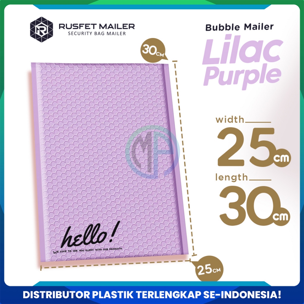 Bubble Mailer Lilac 25 x 30 cm Amplop Envelope / Security Bag Mailer - Rusfet Harga Ecer Satuan