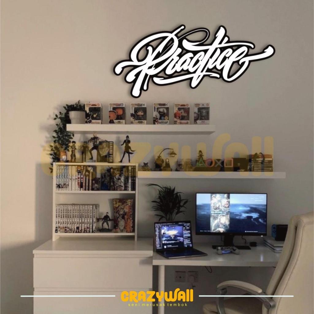 Hiasan dinding lettering Metal “PRACTICE“ wall decor aesthetic kamar cewek kamar cowok