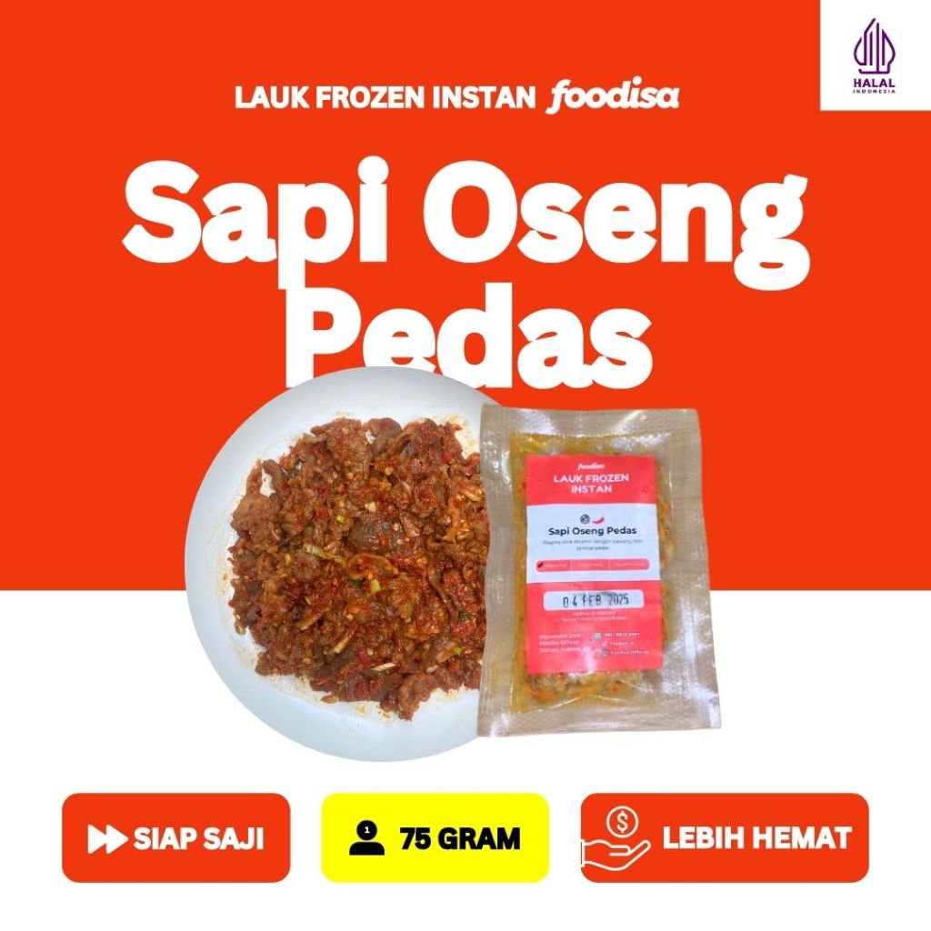 

FOODISA - Sapi Oseng Pedas (75 Gram) - Lauk Frozen Instant Praktis Siap Saji