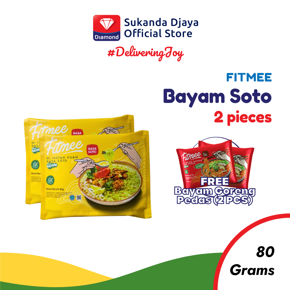 

Fitmee Mie Bayam Soto 80 Gr 2 Pcs FREE 2 Pcs Fitmee Bayam Goreng Pedas 65 Gr