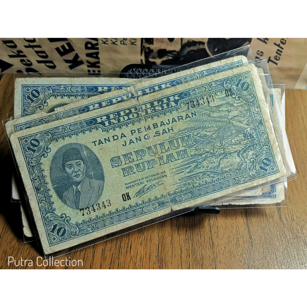 10 Rupiah Sukarno RIS 1945 / 1947 Sesuai foto