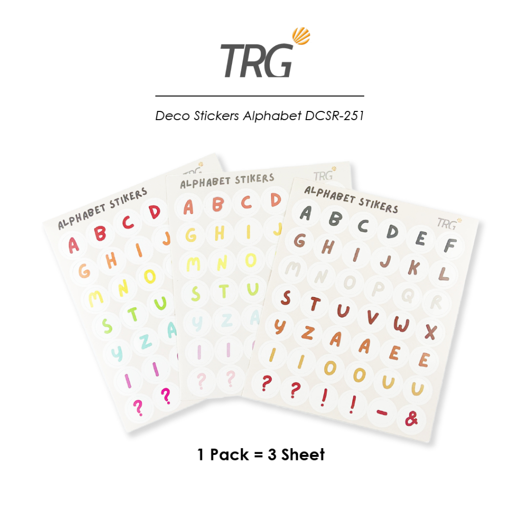 

TRG Deco Alphabet Stickers DCSR-251 - Stiker Huruf Tempel Lucu Untuk Journal Notebook Planner Scrapbook TRG