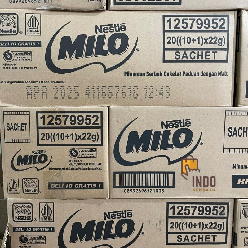 

Milo Dus ( 10+1 x 22g ) 20 renceng / Milo Sachet isi 10+1 / Susu Milo / Nestle Milo /